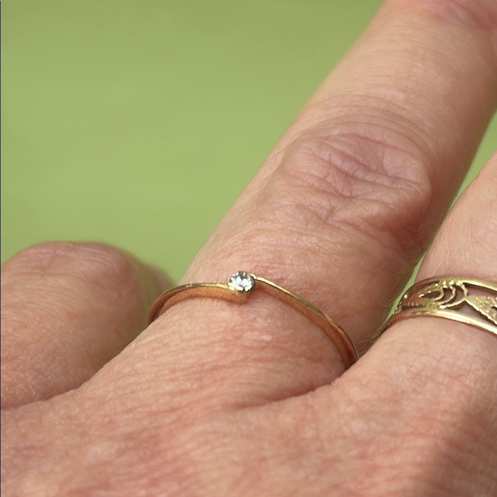 Vintage 14k Gold Ring with Diamond Accent